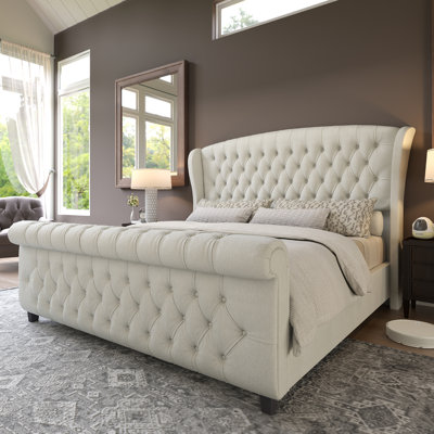 Greyleigh Ballwin Tufted Upholstered Low Profile Sleigh Bed Reviews Wayfair